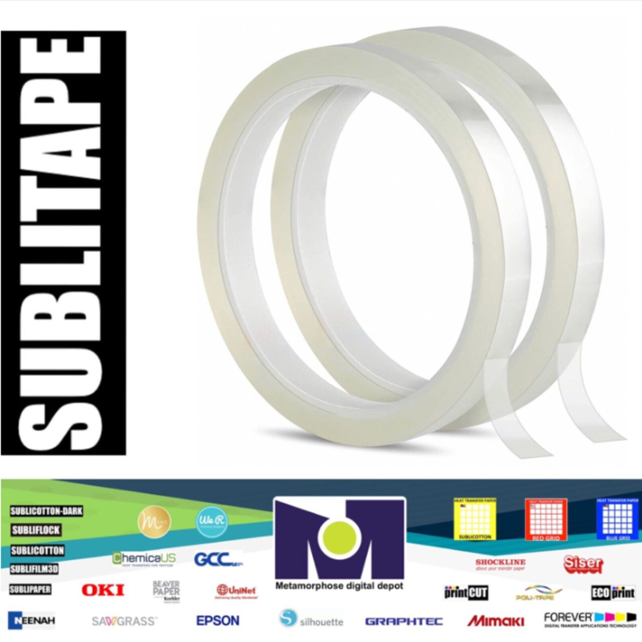 CLEAR Heat resistant Tape sublimation Press Transfer Thermal 2 Rolls  4mmx30m SUBLITAPE